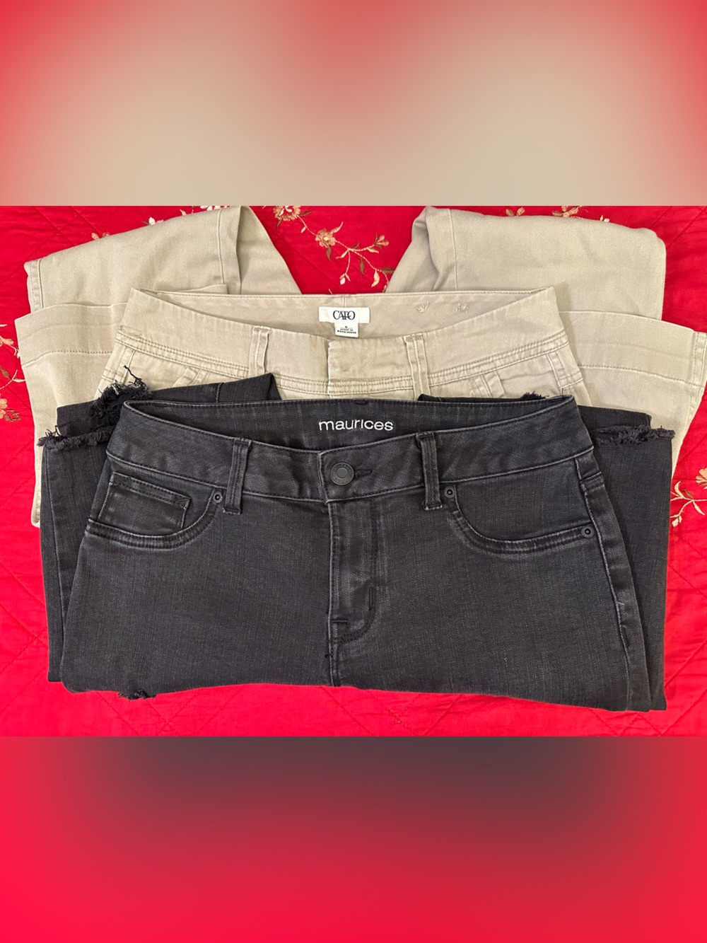 🖤🤍🤎 Bundle of 2: Cato Khakis & Maurices Black Distressed Skinny Jeans